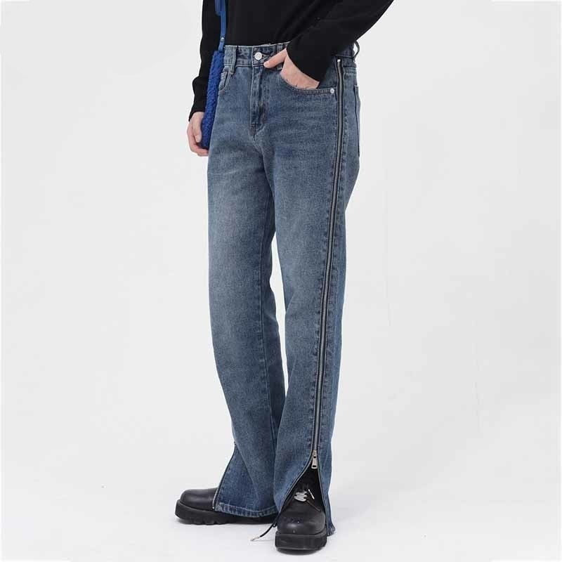 SIDE ZIP SPLIT JEANS - INTOHYPEZONE