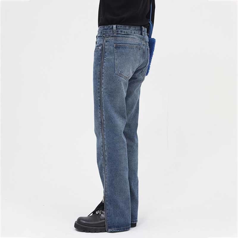 SIDE ZIP SPLIT JEANS - INTOHYPEZONE