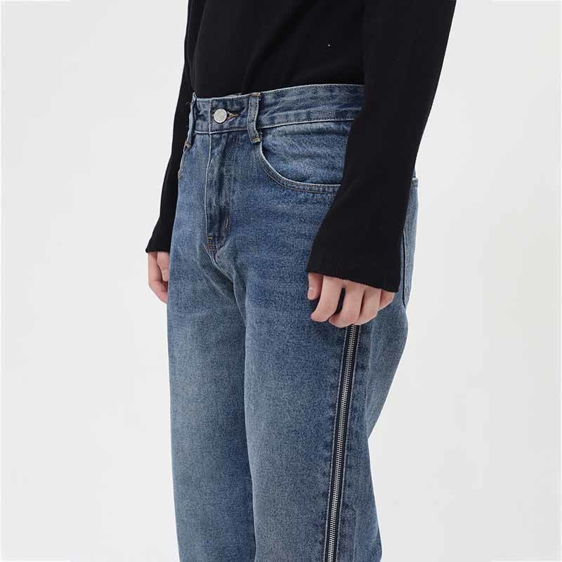 SIDE ZIP SPLIT JEANS - INTOHYPEZONE