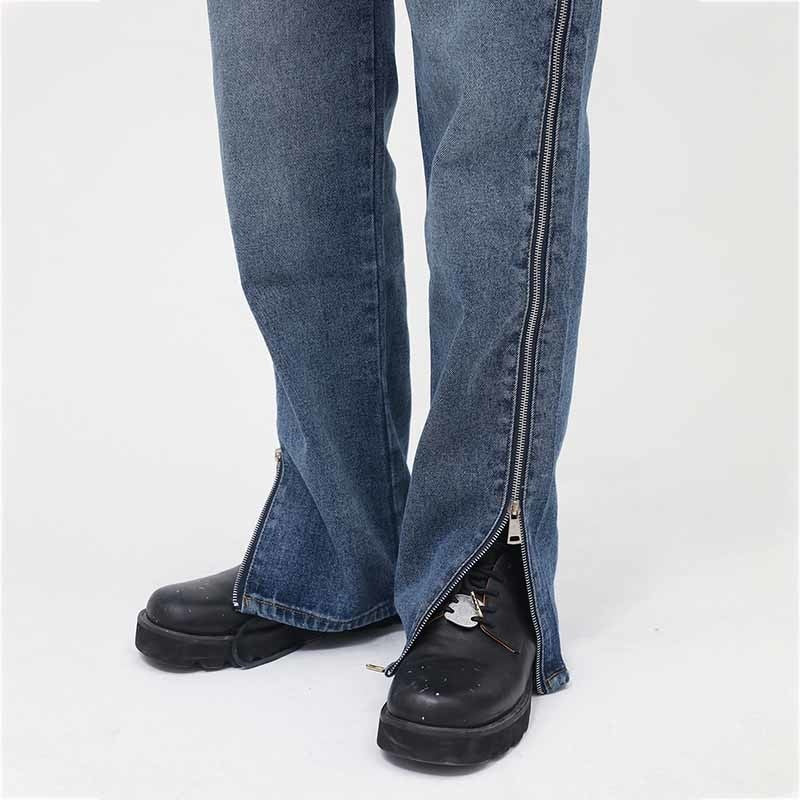 SIDE ZIP SPLIT JEANS - INTOHYPEZONE