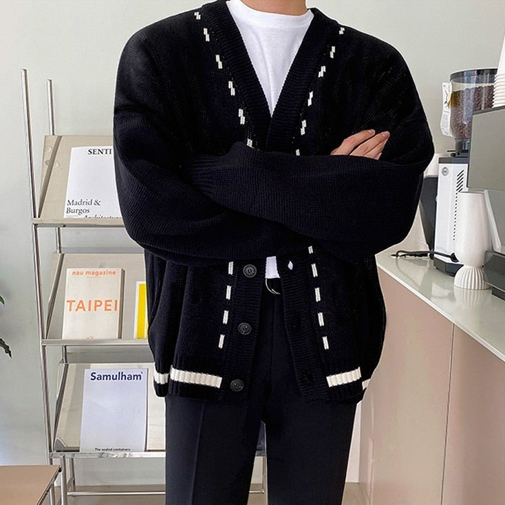 KNITTED TOPSTITCH CARDIGAN - INTOHYPEZONE