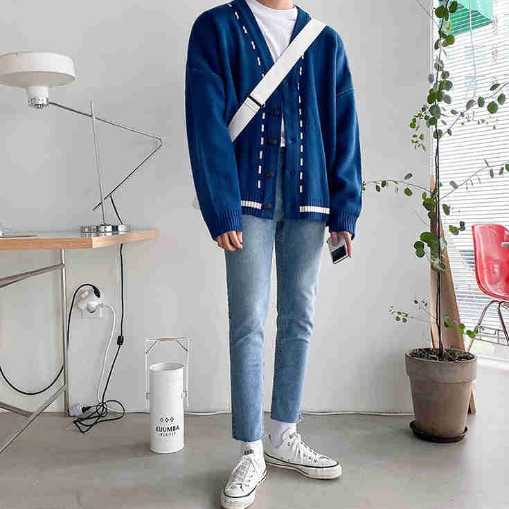 KNITTED TOPSTITCH CARDIGAN - INTOHYPEZONE