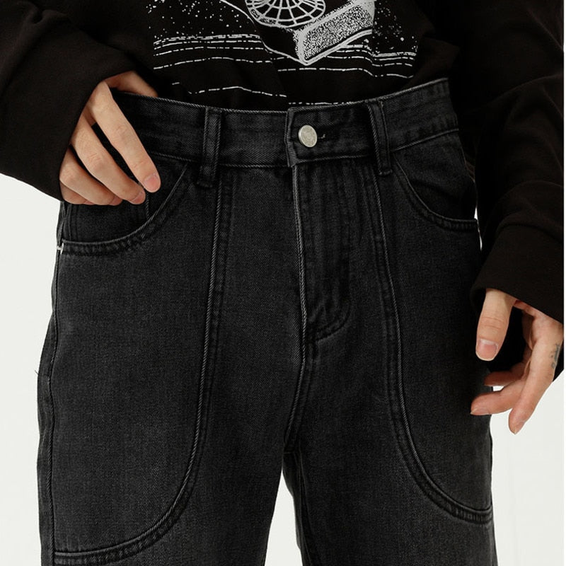 WASHED BLACK DENIM PANTS - INTOHYPEZONE