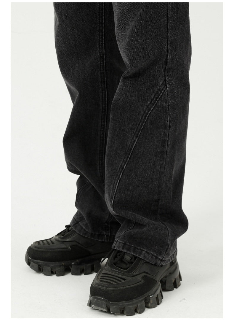 WASHED BLACK DENIM PANTS - INTOHYPEZONE