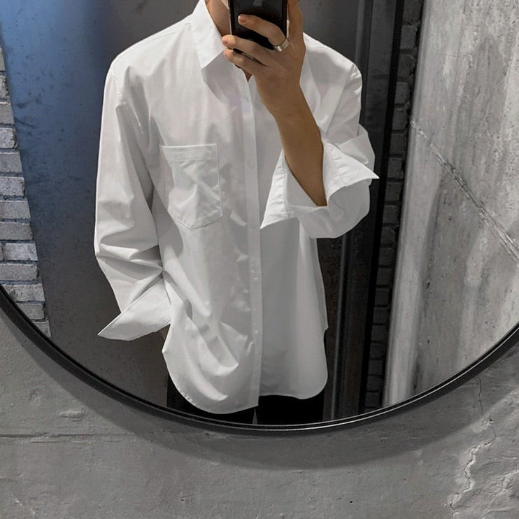 CLASSIC WHITE BUTTON UP SHIRT - INTOHYPEZONE