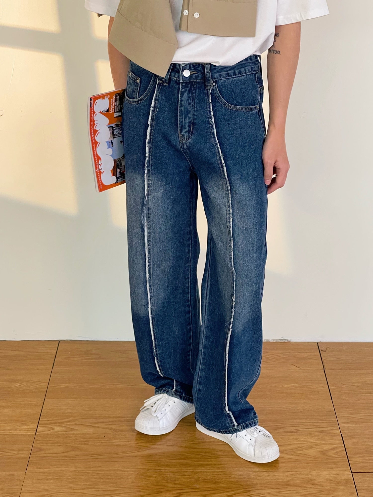 WASHED DENIM PANTS - INTOHYPEZONE