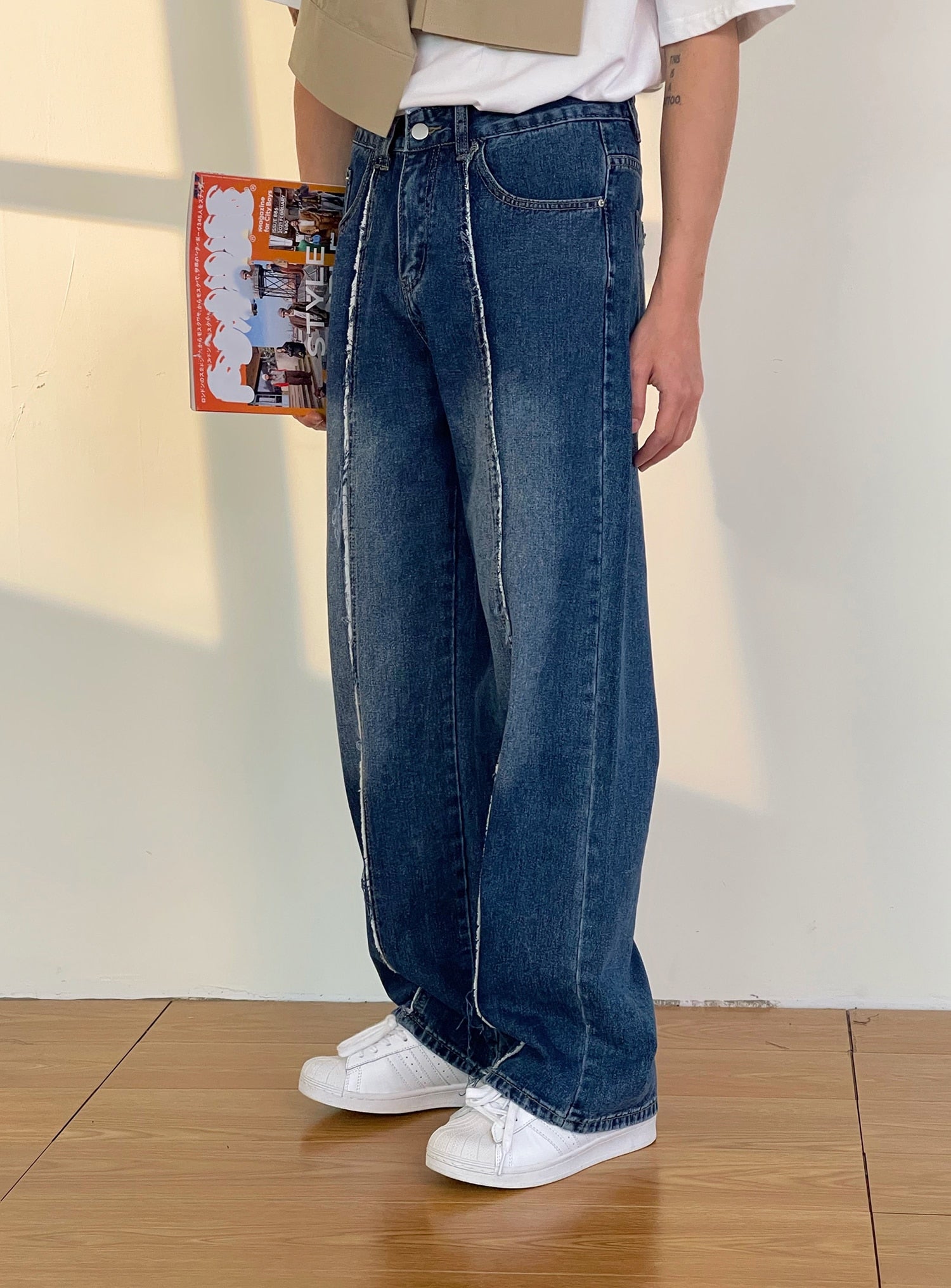 WASHED DENIM PANTS - INTOHYPEZONE