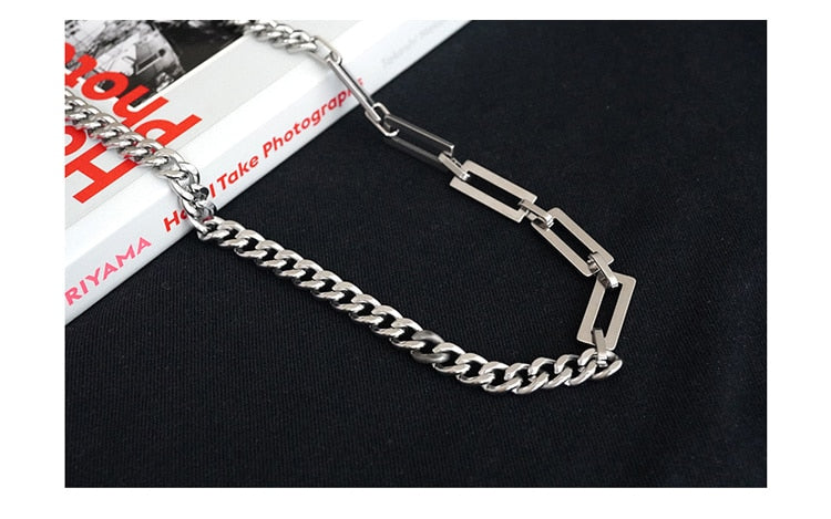 SQUARE MIXED CHAIN NECKLACE - INTOHYPEZONE