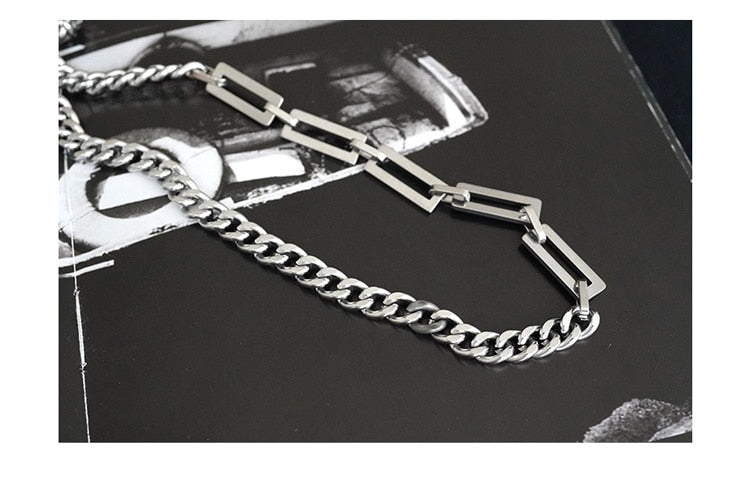 SQUARE MIXED CHAIN NECKLACE - INTOHYPEZONE