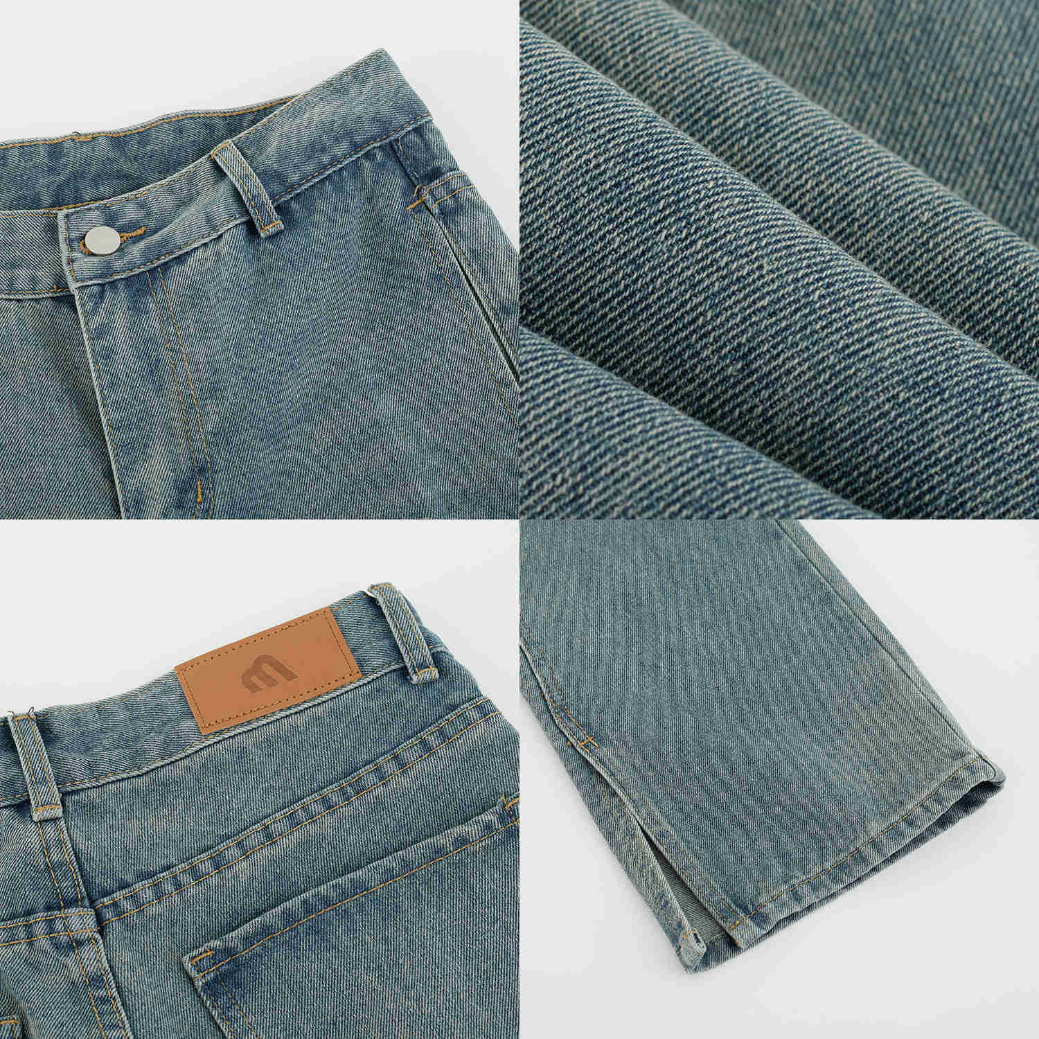 BOTTOM SLIT STRAIGHT DENIM PANTS - INTOHYPEZONE