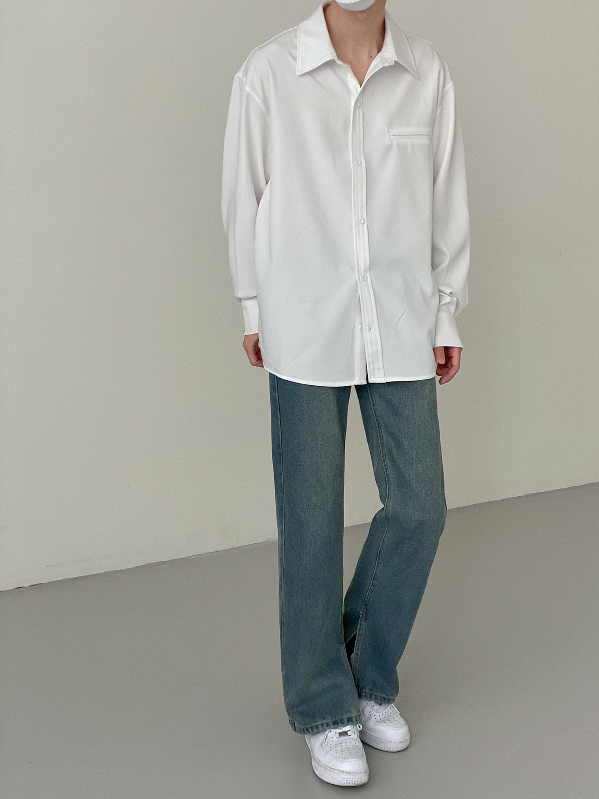 BOTTOM SLIT STRAIGHT DENIM PANTS - INTOHYPEZONE