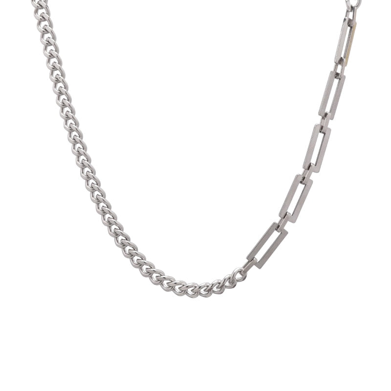 SQUARE MIXED CHAIN NECKLACE - INTOHYPEZONE