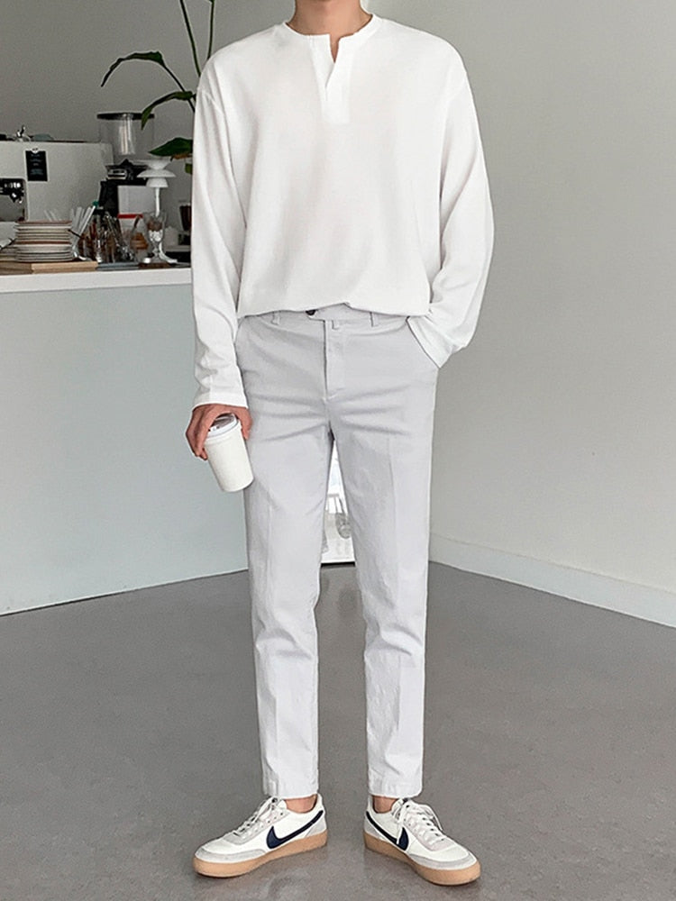 CASUAL COTTON LONG SLEEVE TEE - INTOHYPEZONE