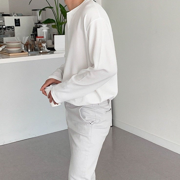 CASUAL COTTON LONG SLEEVE TEE - INTOHYPEZONE