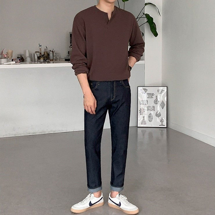 CASUAL COTTON LONG SLEEVE TEE - INTOHYPEZONE