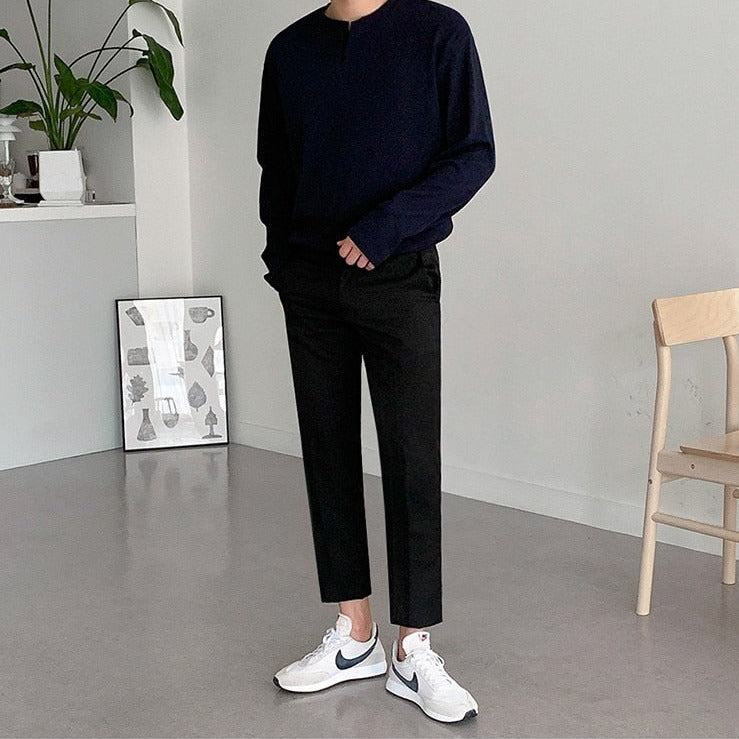 CASUAL COTTON LONG SLEEVE TEE - INTOHYPEZONE