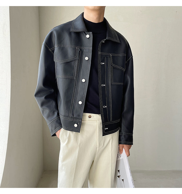 STITCHED LEATHER JACKET - INTOHYPEZONE