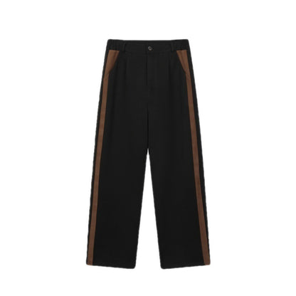 Wool Contrast Color Straight Leg Trousers - INTOHYPEZONE