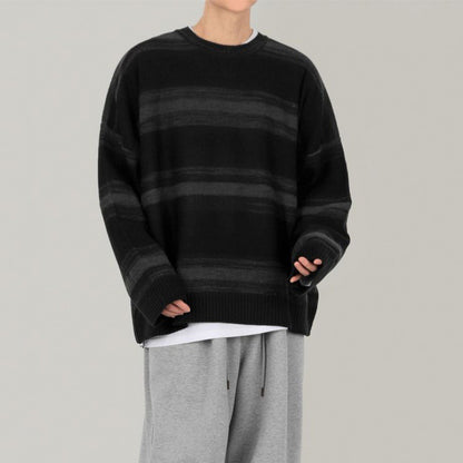 Contrast Stripe Round Neck Pullovers - INTOHYPEZONE