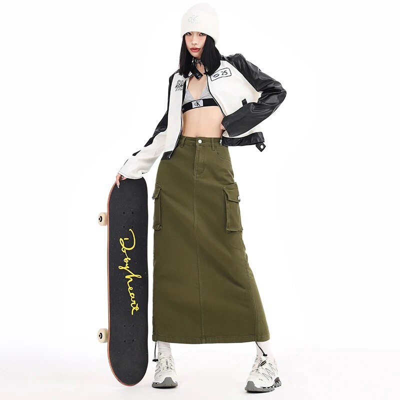 Flap Pocket Denim Skirt  - INTOHYPEZONE