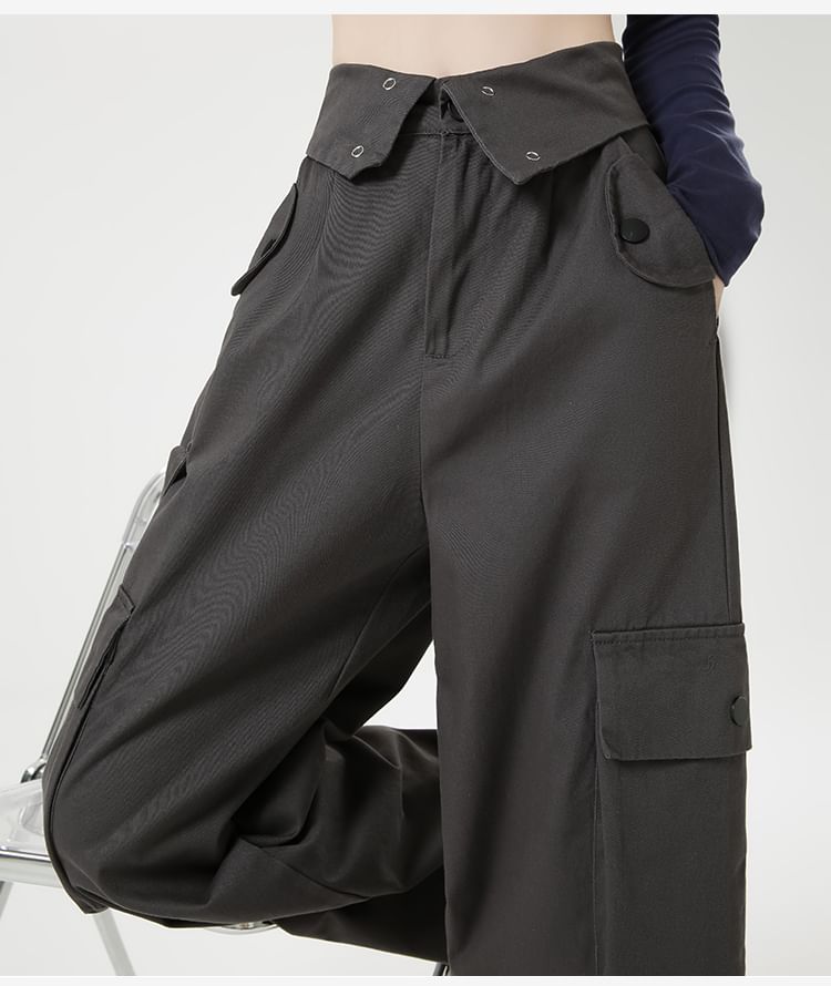 Solid Color Loose Retro Pockets Cargo Pants - INTOHYPEZONE