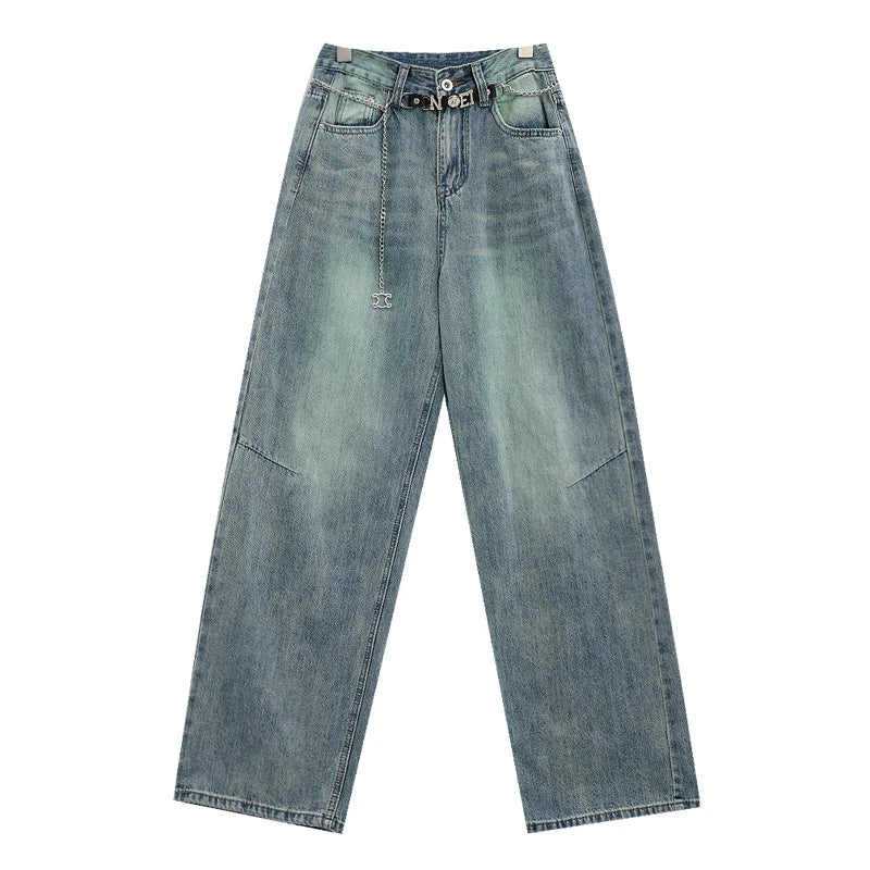 Tie Dye High Waist Straight Jeans Pants - INTOHYPEZONE