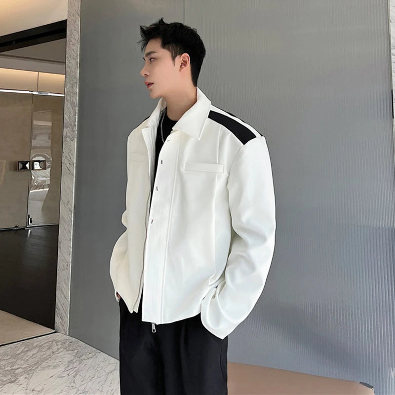 Black White Contrast Color Casual Jacket - INTOHYPEZONE