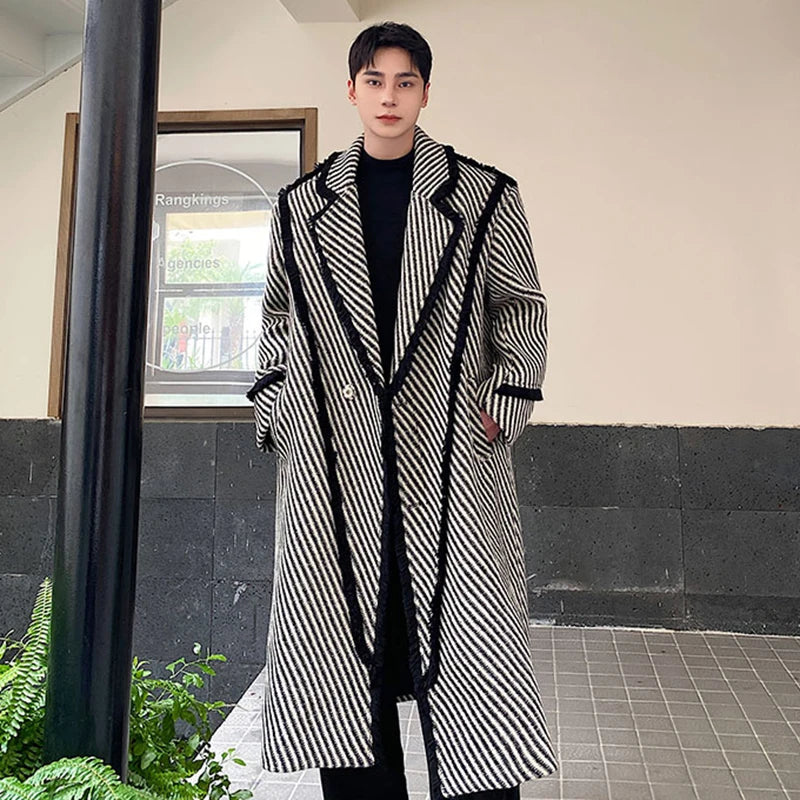 Thickened Weave Twill Lapel Wool Over Coat - INTOHYPEZONE