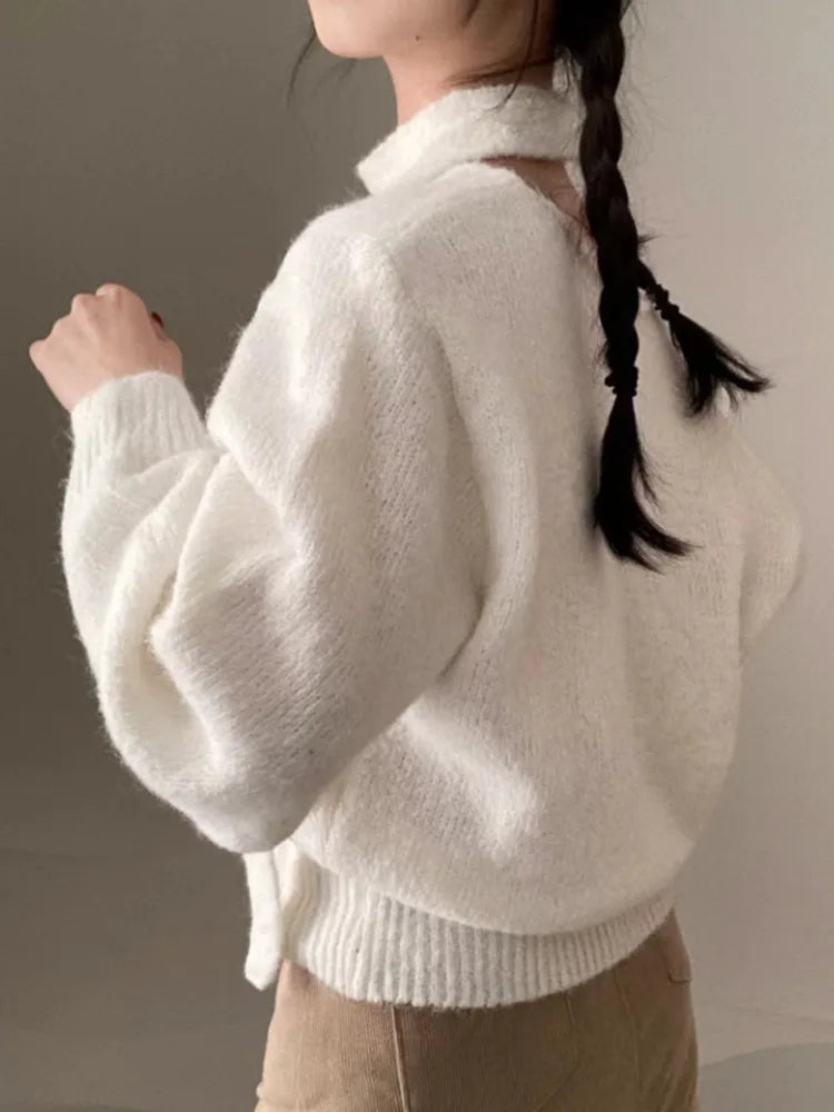 V Neck Off Shoulder Sweater - INTOHYPEZONE