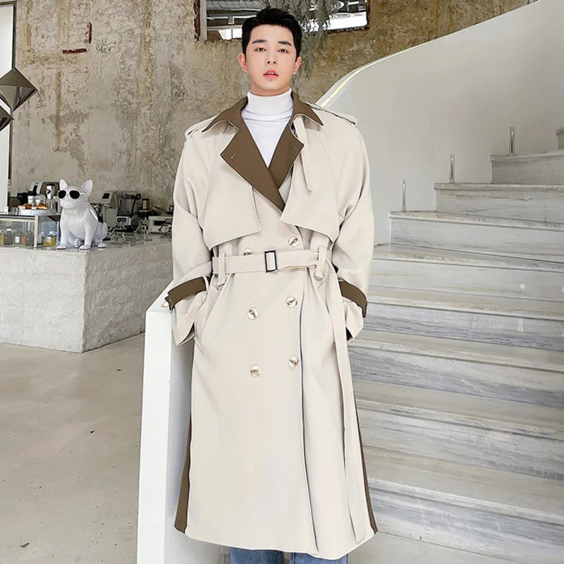 Spliced Lapel Belted Trench Coat - INTOHYPEZONE