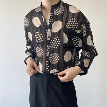 Polka Dot printed Casual See-Through Shirt - IMZ Summer