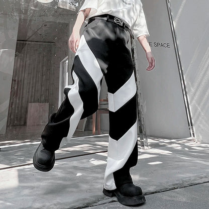 Contrast Color Baggy Casual Pants - INTOHYPEZONE