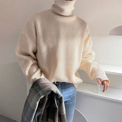 Solid Color High Neck Sweater - INTOHYPEZONE
