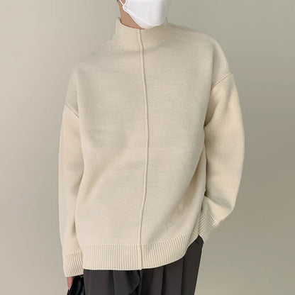 Mock Neck Pleated Pullover Sweater - INTOHYPEZONE