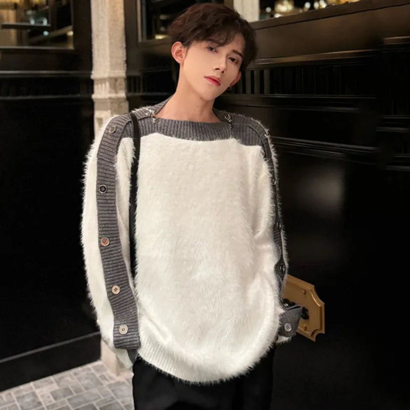 Plush Patchwork Knitting Pullover - INTOHYPEZONE