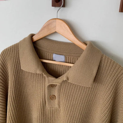 Versatile Lapel Long Sleeve Sweater - INTOHYPEZONE