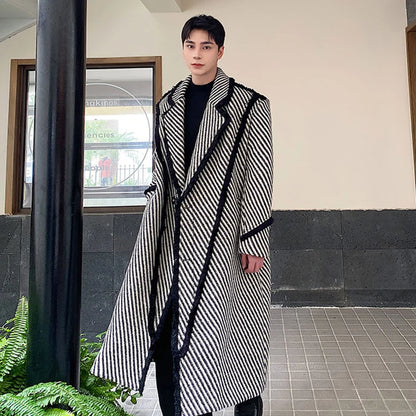 Thickened Weave Twill Lapel Wool Over Coat - INTOHYPEZONE