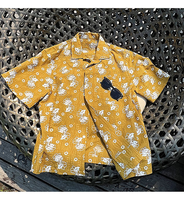 Lightweight Embroidered Pleated Shirt Short Sleeve - IHZ Summer
