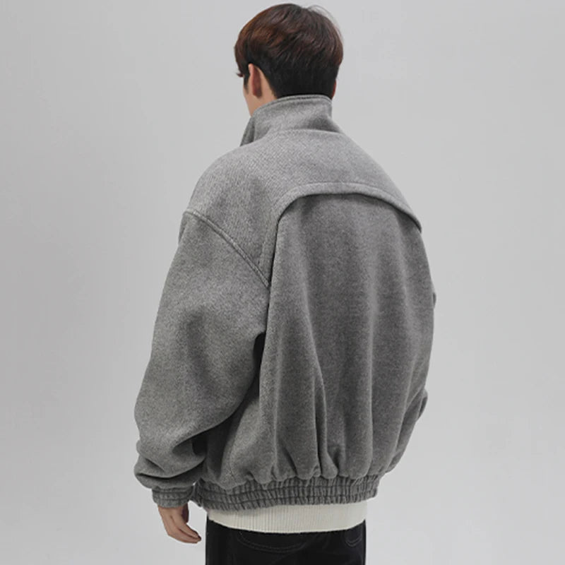 Woolen Stand Collar Short Jacket - INTOHYPEZONE