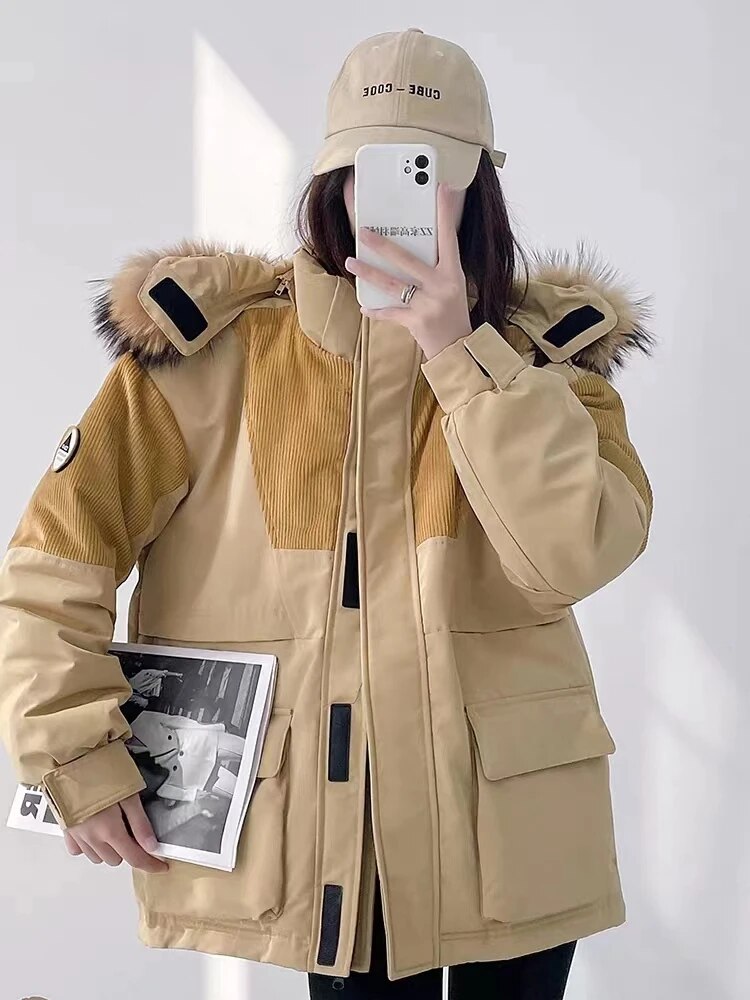 Single Breasted Patchwork Parka Jacket - INTOHYPEZONE