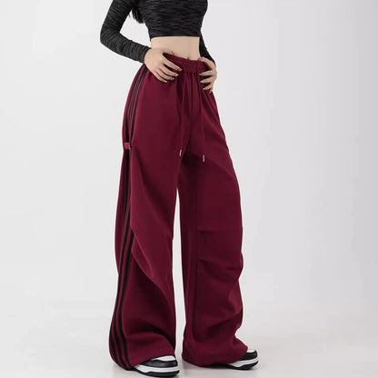 Striped High Waist Drawstring Loose Fit Pants - INTOHYPEZONE