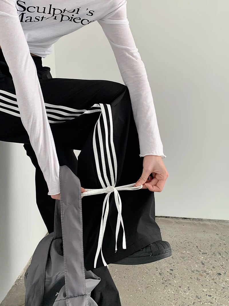 Black Stripe Casual Sweatpants - INTOHYPEZONE