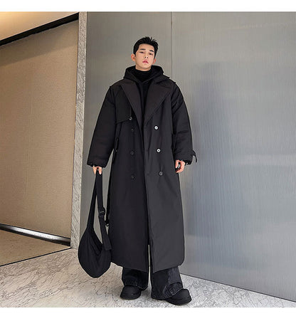 Double Breasted Over Knee Padded Coat - INTOHYPEZONE