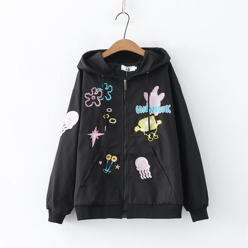 Sweet Print Drawstring Hooded Sweatshirts - INTOHYPEZONE