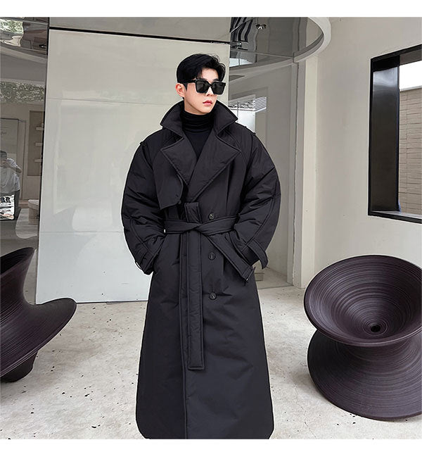Double Breasted Over Knee Padded Coat - INTOHYPEZONE