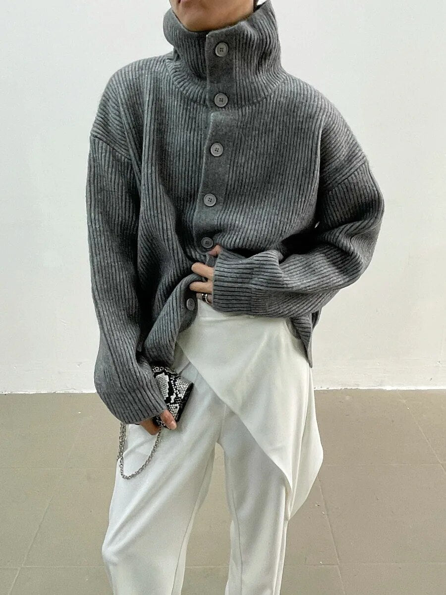 Turtleneck Lamb Wool Knitted Sweater - INTOHYPEZONE