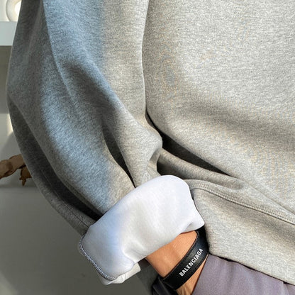 Lapel Oversized Long Sleeve Sweatshirt - INTOHYPEZONE