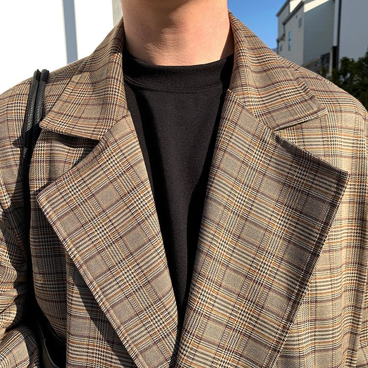 Plaid Print Double Breasted Coat - INTOHYPEZONE