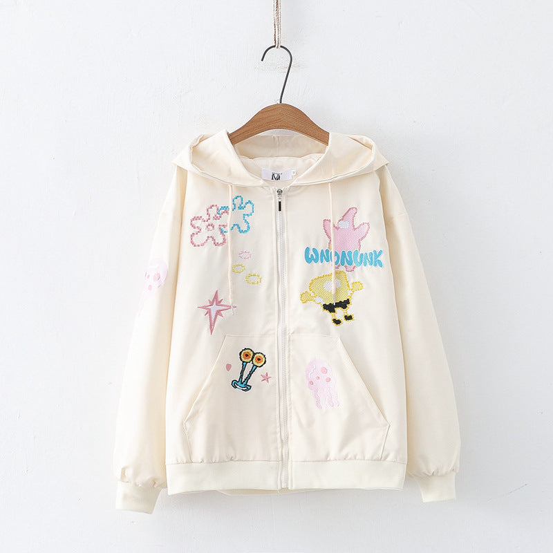 Sweet Print Drawstring Hooded Sweatshirts - INTOHYPEZONE