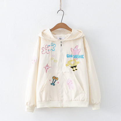 Sweet Print Drawstring Hooded Sweatshirts - INTOHYPEZONE